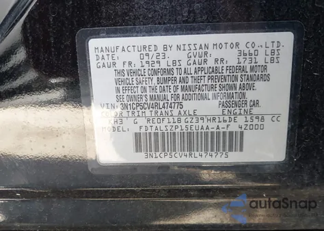 2024 Nissan Kicks Sv Xtronic Cvt from USA, damaged, VIN 3N1CP5CV4RL474775